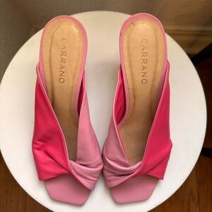 Carrano Pink and Red Twisted Leather Women's Heels